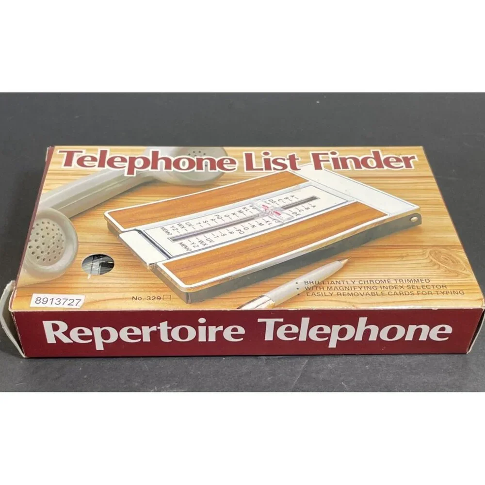 Vintage Telephone List Finder With Chrome Trimmed Design & Woodgrain Look